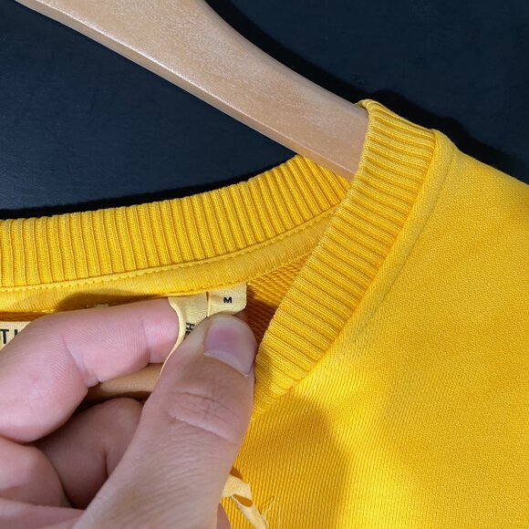 HELMUT LANG AW18/19 TAXI French Terry Crewneck Sweatshirt Yellow men's size M - Picture 6 of 9